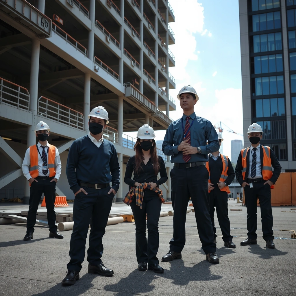 Professional construction team at a modern building site in Metro Manila